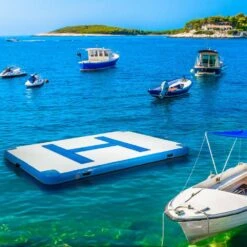 Inflatable Floating Dock 10 X 6.5 Ft. Floating Platform 5-6 People Inflatable Swim Platform With Electric Air Pump -Patio Furniture Shop vevor pool floats ft10x6 5qb0000001v1 31 1000