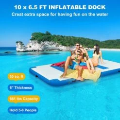 Inflatable Floating Dock 10 X 6.5 Ft. Floating Platform 5-6 People Inflatable Swim Platform With Electric Air Pump -Patio Furniture Shop vevor pool floats ft10x6 5qb0000001v1 4f 1000
