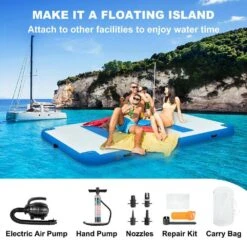 Inflatable Floating Dock 10 X 6.5 Ft. Floating Platform 5-6 People Inflatable Swim Platform With Electric Air Pump -Patio Furniture Shop vevor pool floats ft10x6 5qb0000001v1 fa 1000
