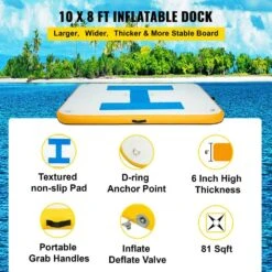 Inflatable Floating Dock 10 X 8 Ft. Inflatable Dock Platform With Electric Air Pump 6 To 8 People For Pool Beach Ocean -Patio Furniture Shop vevor pool floats ft10x8qb000000001v1 4f 1000