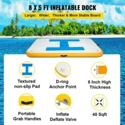 Floating Platform 8 X 5 Ft. Inflatable Floating Dock With Electric Air Pump Inflatable Swim Platform 4-6 People -Patio Furniture Shop vevor pool floats ft8x5qb0000000001v1 4f 1000