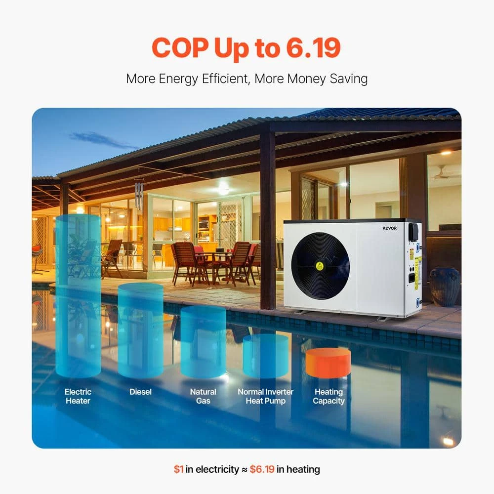 Electric Pool Heat Pump, 35830 BTU, Pool Heaters For 6605 To 13209 Gal. Above And In Ground Pools, Low Noise 6 Electric Pool Heat Pump, 35830 BTU, Pool Heaters For 6605 To 13209 Gal. Above And In Ground Pools, Low Noise - Image 4