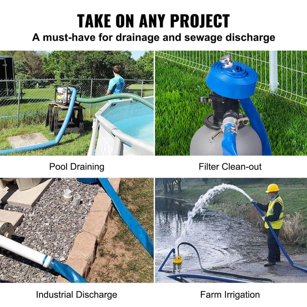 Backwash Hose 50 Ft. X 2 In. PVC Flat Discharge Hose With Aluminum Camlock C And E Fittings Clamps For Pump Sand Filter 8 Backwash Hose 50 Ft. X 2 In. PVC Flat Discharge Hose With Aluminum Camlock C And E Fittings Clamps For Pump Sand Filter - Image 6