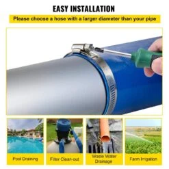 Discharge Hose 1-1/2 In. Dia X 105 Ft. PVC Fabric Lay Flat Hose With Clamps Heavy Duty Backwash Drain Hose Burst-Proof -Patio Furniture Shop vevor pool hoses ycfcxr1 5x1001smxv0 fa 1000