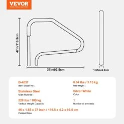 Pool Handrail, 46 X 37 In. Pool Railing, Stainless Steel Swimming Pool Railing For Above Ground Pool -Patio Furniture Shop vevor pool ladders bxgycfsym4632hfcov0 76 1000