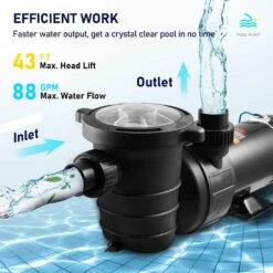 Pool Pump 5280GPH 1.5HP 115V Single Speed Swim Pool Filtre Pump 1100W Self Primming With Strainer Basket 4 Pipe Fittings -Patio Furniture Shop vevor pool pumps dsycbmc112hp8lfrcv1 44 1000