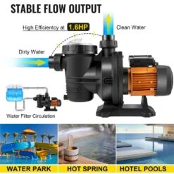 Solar Swimming Pool Pump 1200W 136GPM Pool Heat Pump 72VDC Head 62 Ft. W/ MPPT Controller And Powder Cord For Park Pool -Patio Furniture Shop vevor pool pumps tynsb1200w0000001v9 4f 1000