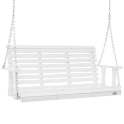 Wooden Porch Swing 4.5 Ft. Patio Bench Swing For Courtyard And Garden Upgraded 880 Lbs. Strong Load Capacity Heavy Duty