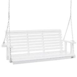 Wooden Porch Swing 5.5 Ft. Patio Bench Swing For Courtyard And Garden Upgraded 880 Lbs. Strong Load Capacity Swing Chair