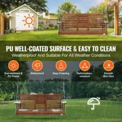 Wooden Porch Swing 5 Ft. Patio Bench Swing For Courtyard And Garden Upgraded 880 Lbs. Strong Load Capacity Swing Chair -Patio Furniture Shop vevor porch swings mlqqcmk5yczsajdhqv0 4f 1000