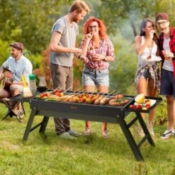 Portable Charcoal Grill 23 In. Small Barbecue Grill Folding BBQ Grill Heavy-Duty Steel BBQ Grill In Black -Patio Furniture Shop vevor portable charcoal grills zdsmtkjc249cmnpgav0 31 1000