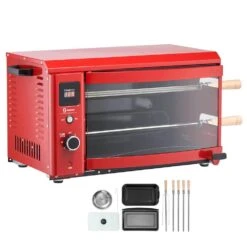Shawarma Grill Machine Portable Electric Grill In Stainless Steel With 2 Strings Of Barbecue Capacity, Chicken Shawarma
