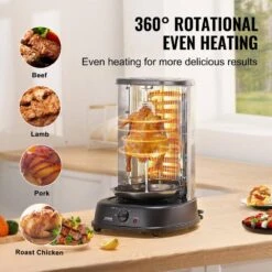 Shawarma Grill Machine, Portable Electric Grill In Black Vertical Chicken Shawarma Cooker Countertop, Stainless Steel -Patio Furniture Shop vevor portable gas grills lskrj13lbsdr6zc7wv1 4f 1000