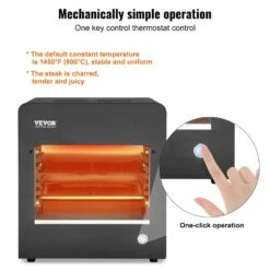 Electric Steak Grill, Portable Electric Grill In Black 1800W Smokeless Infrared 1450°F Stainless Steel Adjustable Rack -Patio Furniture Shop vevor portable gas grills npkjdrsdxkjxnvdx7v1 4f 1000