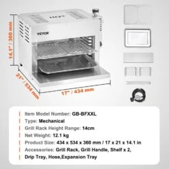 Steak Grill, Portable Propane Grill In Silver, 1500°F Stainless Steel Barbecue Infrared Grill, 6-Tier Adjustable Rack -Patio Furniture Shop vevor portable gas grills npkjdxkrqszn3rls7v0 76 1000