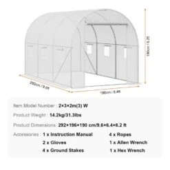Walk-in Tunnel Greenhouse, 9. 6x6. 4x6. 2 Ft. Hoop House Greenhouse Tunnel, Plant Hot House With Galvanized Steel Frame -Patio Furniture Shop vevor portable greenhouses sdxws10x7x7f4bynqv0 76 1000