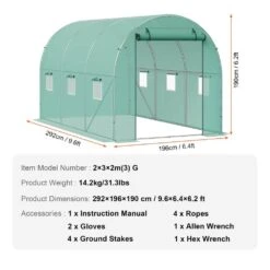 Walk-in Tunnel Greenhouse, 9.6 X 6.4 X 6.2 Ft. Hoop House Greenhouse Tunnel -Patio Furniture Shop vevor portable greenhouses sdxws10x7x7fp2ngiv0 76 1000