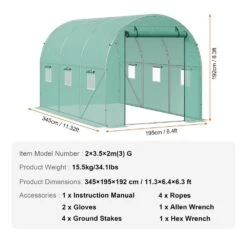 Walk-in Tunnel Greenhouse 11.3 X 6. 4 X 6.3 Ft. Hoop House Greenhouse Tunnel Plant Hot House With Galvanized Steel Frame -Patio Furniture Shop vevor portable greenhouses sdxws12x7x7f5rquzv0 76 1000