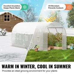 Walk-in Tunnel Greenhouse, 14. 6 X 6. 4 X 6. 3 Ft. Hoop House Greenhouse Tunnel, Plant Hot House Galvanized Steel Frame -Patio Furniture Shop vevor portable greenhouses sdxws15x7x7ff8xa0v0 1f 1000