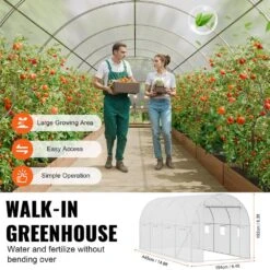 Walk-in Tunnel Greenhouse, 14. 6 X 6. 4 X 6. 3 Ft. Hoop House Greenhouse Tunnel, Plant Hot House Galvanized Steel Frame -Patio Furniture Shop vevor portable greenhouses sdxws15x7x7ff8xa0v0 44 1000