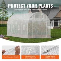 Walk-in Tunnel Greenhouse, 14. 6 X 6. 4 X 6. 3 Ft. Hoop House Greenhouse Tunnel, Plant Hot House Galvanized Steel Frame -Patio Furniture Shop vevor portable greenhouses sdxws15x7x7ff8xa0v0 4f 1000