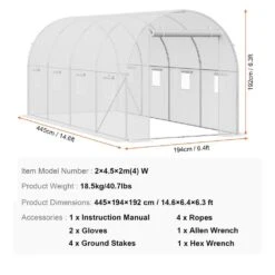 Walk-in Tunnel Greenhouse, 14. 6 X 6. 4 X 6. 3 Ft. Hoop House Greenhouse Tunnel, Plant Hot House Galvanized Steel Frame -Patio Furniture Shop vevor portable greenhouses sdxws15x7x7ff8xa0v0 76 1000