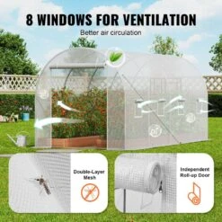 Walk-in Tunnel Greenhouse, 14. 6 X 6. 4 X 6. 3 Ft. Hoop House Greenhouse Tunnel, Plant Hot House Galvanized Steel Frame -Patio Furniture Shop vevor portable greenhouses sdxws15x7x7ff8xa0v0 fa 1000