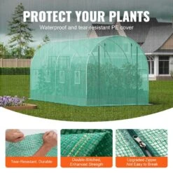 Walk-in Tunnel Greenhouse, 14. 6x6. 4x6. 3 Ft. Hoop House Greenhouse Tunnel, With Galvanized Steel Frame, Green PE Cover -Patio Furniture Shop vevor portable greenhouses sdxws15x7x7fo6tuwv0 4f 1000