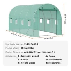 Walk-in Tunnel Greenhouse, 14. 6x6. 4x6. 3 Ft. Hoop House Greenhouse Tunnel, With Galvanized Steel Frame, Green PE Cover -Patio Furniture Shop vevor portable greenhouses sdxws15x7x7fo6tuwv0 76 1000
