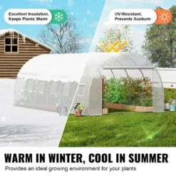Walk-in Tunnel Greenhouse 19.4 X 9.7 X 6.5 Ft. Hoop House Greenhouse Tunnel, With Galvanized Steel Frame, White PE Cover -Patio Furniture Shop vevor portable greenhouses sdxws20x10x78ihe2v0 1f 1000