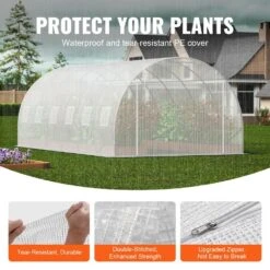 Walk-in Tunnel Greenhouse 19.4 X 9.7 X 6.5 Ft. Hoop House Greenhouse Tunnel, With Galvanized Steel Frame, White PE Cover -Patio Furniture Shop vevor portable greenhouses sdxws20x10x78ihe2v0 4f 1000