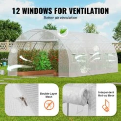 Walk-in Tunnel Greenhouse 19.4 X 9.7 X 6.5 Ft. Hoop House Greenhouse Tunnel, With Galvanized Steel Frame, White PE Cover -Patio Furniture Shop vevor portable greenhouses sdxws20x10x78ihe2v0 fa 1000