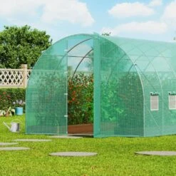Walk-in Tunnel Greenhouse 19.4 X 9.7 X 7.4 Ft. Hoop House Greenhouse Tunnel, With Galvanized Steel Frame, Green PE Cover -Patio Furniture Shop vevor portable greenhouses sdxws20x10x7c44vzv0 31 1000