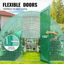 Walk-in Tunnel Greenhouse 19.4 X 9.7 X 7.4 Ft. Hoop House Greenhouse Tunnel, With Galvanized Steel Frame, Green PE Cover -Patio Furniture Shop vevor portable greenhouses sdxws20x10x7c44vzv0 44 1000