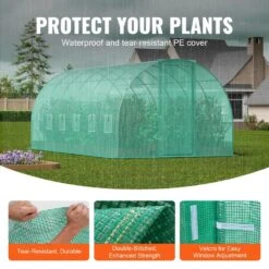 Walk-in Tunnel Greenhouse 19.4 X 9.7 X 7.4 Ft. Hoop House Greenhouse Tunnel, With Galvanized Steel Frame, Green PE Cover -Patio Furniture Shop vevor portable greenhouses sdxws20x10x7c44vzv0 4f 1000