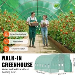 Walk-in Tunnel Greenhouse 19.4 X 9.7 X 7.4 Ft. Hoop House Greenhouse Tunnel, With Galvanized Steel Frame, Green PE Cover -Patio Furniture Shop vevor portable greenhouses sdxws20x10x7c44vzv0 fa 1000