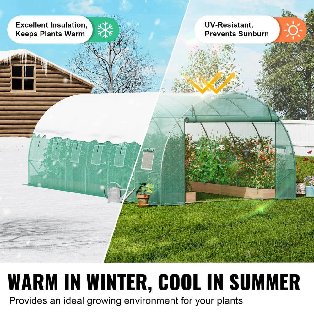 Walk-in Tunnel Greenhouse 19.4 X 9.7 X 6.5 Ft. Hoop House Greenhouse Tunnel, Plant Hot House With Galvanized Steel Frame 6 Walk-in Tunnel Greenhouse 19.4 X 9.7 X 6.5 Ft. Hoop House Greenhouse Tunnel, Plant Hot House With Galvanized Steel Frame - Image 4