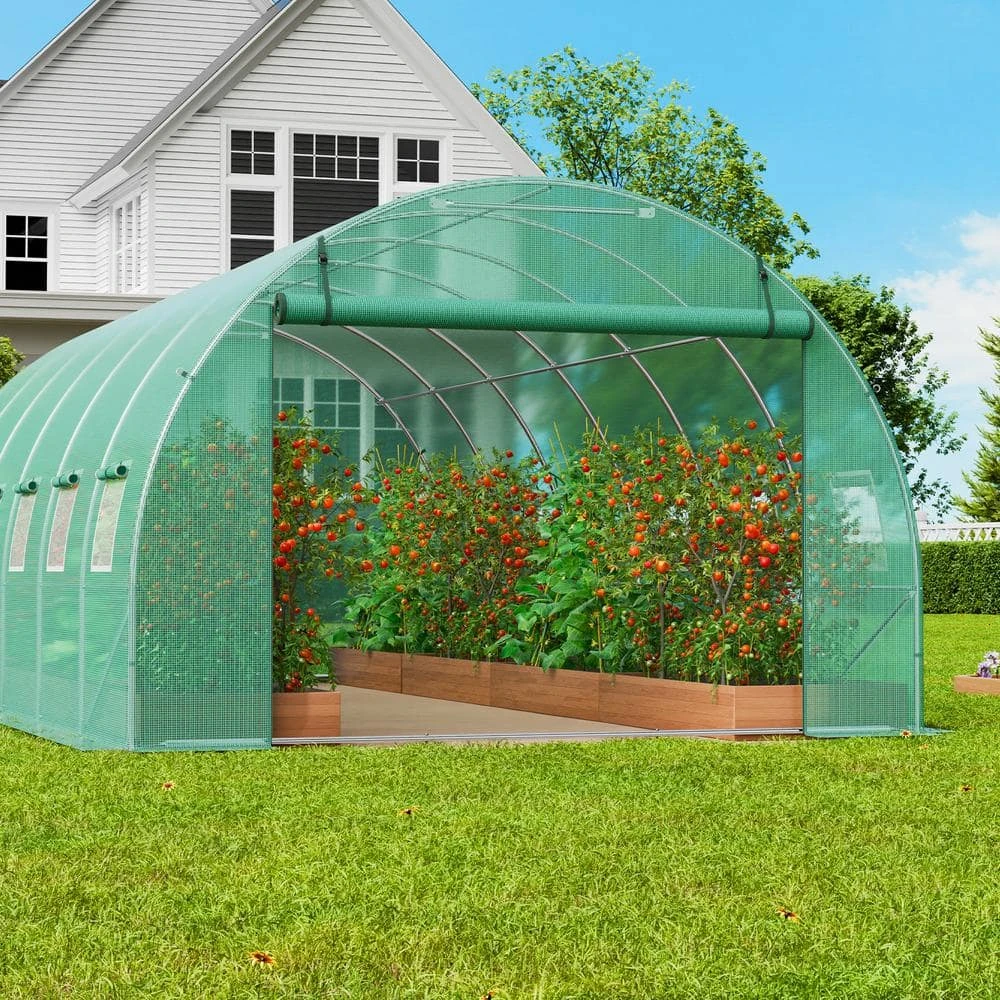Walk-in Tunnel Greenhouse 19.4 X 9.7 X 6.5 Ft. Hoop House Greenhouse Tunnel, Plant Hot House With Galvanized Steel Frame 10 Walk-in Tunnel Greenhouse 19.4 X 9.7 X 6.5 Ft. Hoop House Greenhouse Tunnel, Plant Hot House With Galvanized Steel Frame - Image 8