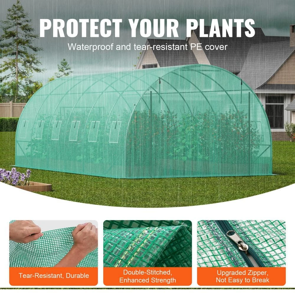 Walk-in Tunnel Greenhouse 19.4 X 9.7 X 6.5 Ft. Hoop House Greenhouse Tunnel, Plant Hot House With Galvanized Steel Frame 5 Walk-in Tunnel Greenhouse 19.4 X 9.7 X 6.5 Ft. Hoop House Greenhouse Tunnel, Plant Hot House With Galvanized Steel Frame - Image 3