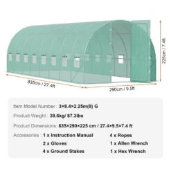 Walk-in Tunnel Greenhouse 27.4 X 9. 5 X 7.4 Ft. Hoop House Greenhouse Tunnel Plant Hot House With Galvanized Steel Frame -Patio Furniture Shop vevor portable greenhouses sdxws28x10x7pc4tov0 76 1000