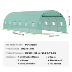 Walk-in Tunnel Greenhouse 29.2 X 9.7 X 6.5 Ft. Hoop House Greenhouse Tunnel, Plant Hot House With Galvanized Steel Frame -Patio Furniture Shop vevor portable greenhouses sdxws30x10x7ldoyev0 76 1000