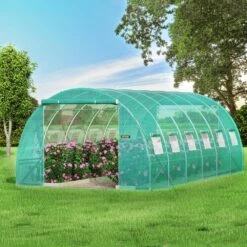 Walk-in Tunnel Greenhouse 10 Ft. W X 20 Ft. D X 7 Ft. H Portable Plant Greenhouse With Galvanized Steel Hoops, Green -Patio Furniture Shop vevor portable greenhouses ydsdws20107ftia39v0 31 1000