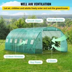 Walk-in Tunnel Greenhouse 10 Ft. W X 20 Ft. D X 7 Ft. H Portable Plant Greenhouse With Galvanized Steel Hoops, Green -Patio Furniture Shop vevor portable greenhouses ydsdws20107ftia39v0 44 1000
