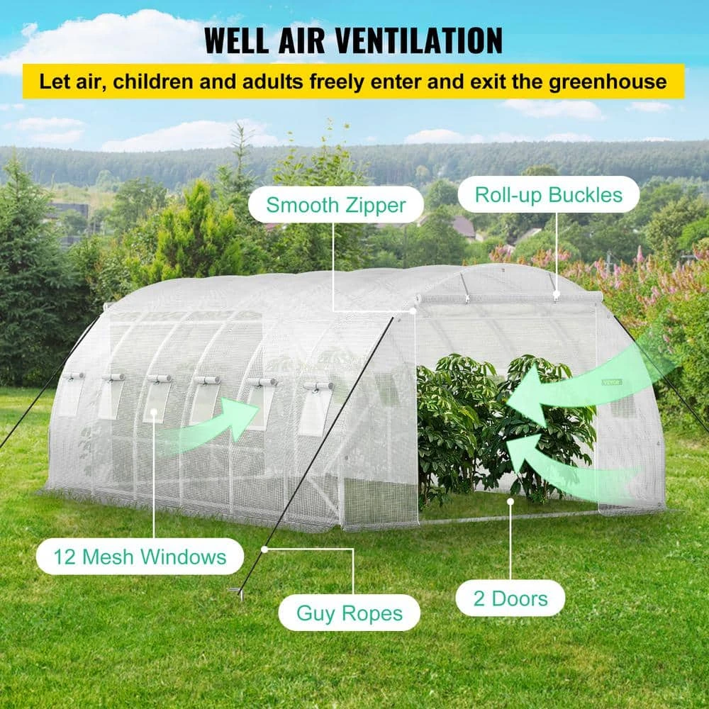 Walk-in Tunnel Greenhouse 10 Ft. W X 20 Ft. D X 7 Ft. H Portable Plant Greenhouse With Zippered Doors & Roll-up Windows 7 Walk-in Tunnel Greenhouse 10 Ft. W X 20 Ft. D X 7 Ft. H Portable Plant Greenhouse With Zippered Doors & Roll-up Windows - Image 5