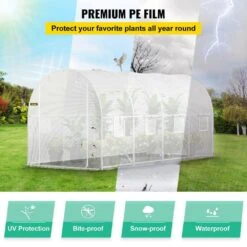 Walk-in Tunnel Greenhouse 7 Ft. W X 15 Ft. D X 7 Ft. H Portable Plant Greenhouse With 1 Top Beam, Diagonal Poles, White -Patio Furniture Shop vevor portable greenhouses ydsdwsb1577ftl33vv0 1f 1000
