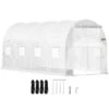 Walk-in Tunnel Greenhouse 7 Ft. W X 15 Ft. D X 7 Ft. H Portable Plant Greenhouse With 1 Top Beam, Diagonal Poles, White -Patio Furniture Shop vevor portable greenhouses ydsdwsb1577ftl33vv0 64 1000