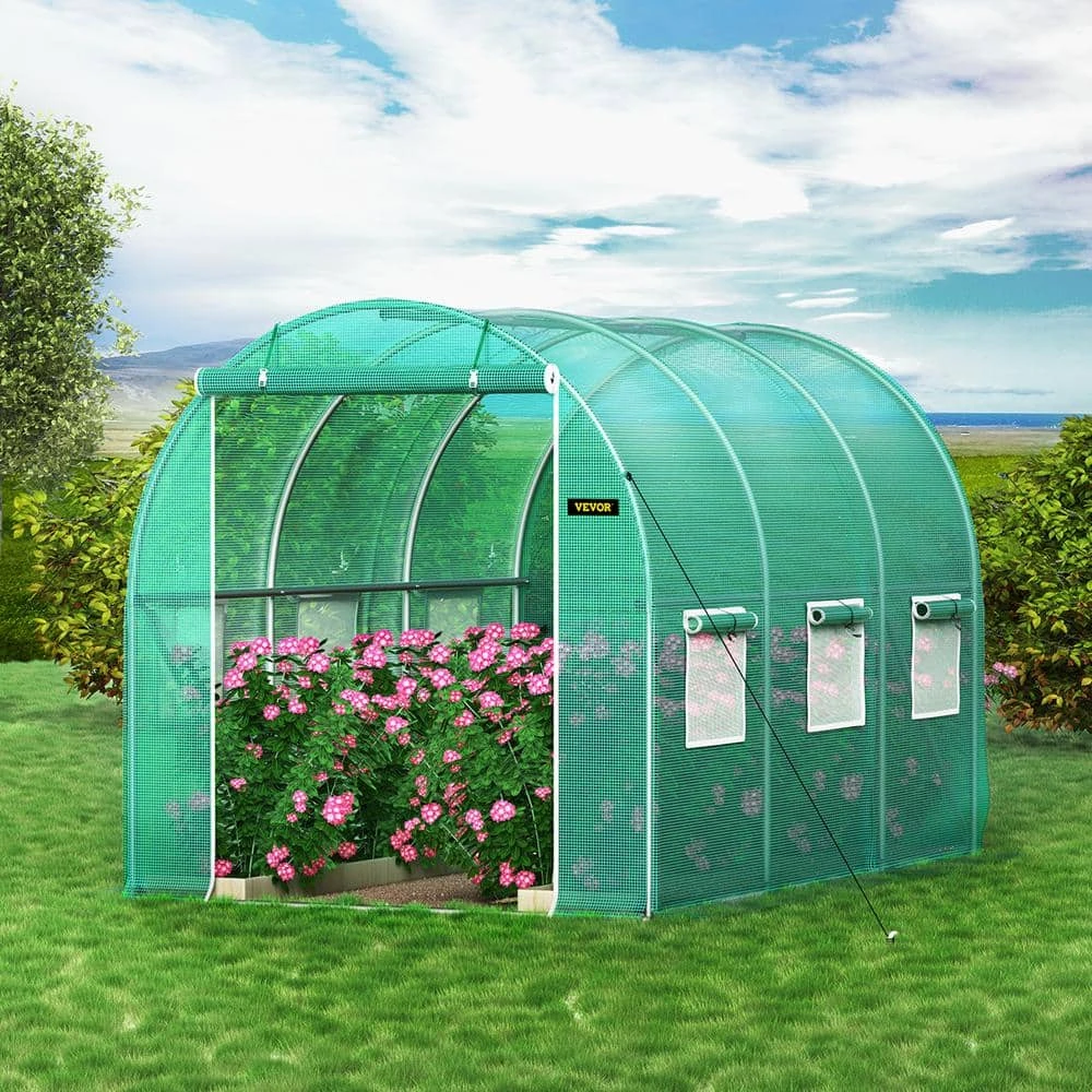 Walk-in Tunnel Greenhouse 10 Ft. D X 7 Ft. W X 7 Ft. H Portable Plant Greenhouse With Galvanized Steel Hoops, Green 10 Walk-in Tunnel Greenhouse 10 Ft. D X 7 Ft. W X 7 Ft. H Portable Plant Greenhouse With Galvanized Steel Hoops, Green - Image 8