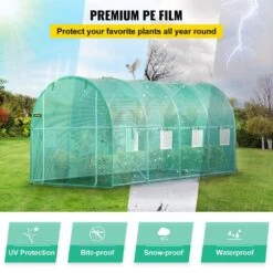 Walk-in Tunnel Greenhouse 15 Ft. D X 7 Ft. W X 7 Ft. H Portable Plant Greenhouse With Door & 8 Roll-up Windows, Green -Patio Furniture Shop vevor portable greenhouses ydsdwsl1577ftl1fiv0 1f 1000