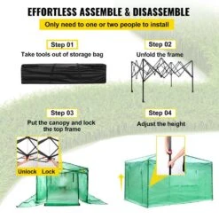 12 Ft. X 8 Ft. X 8 Ft. Pop-Up Greenhouse PE Cover And Steel Construction Walk-in Greenhouse With Doors And Windows -Patio Furniture Shop vevor portable greenhouses zdbxshyw 128814r5v0 4f 1000