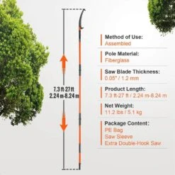 Manual Pole Saw, 7.3-27 Ft. Tree Pruner With 20 In. Steel Blade Pruning Saw, 8 Fiberglass Poles, 2025 Upgrade -Patio Furniture Shop vevor pruning saws sdgzjbxzzk8m8dkwov0 250717 76 1000